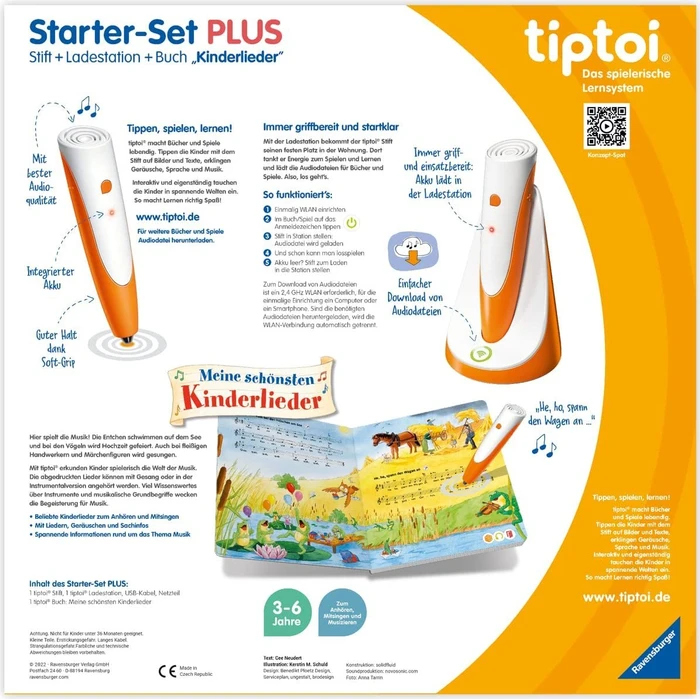 Ravensburger tiptoi Starter-Set Plus: Stift und Ladestation und Buch Meine schönsten Kinderlieder