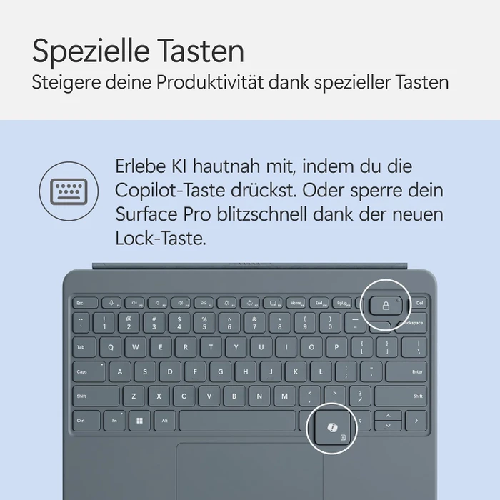 Microsoft Surface Pro 12" Keyboard mit Copilot-Taste, Ozean, DE