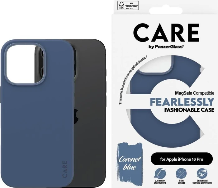 PanzerGlass Care Fashionable Case MagSafe für Apple iPhone 16 Pro Coronet Blue