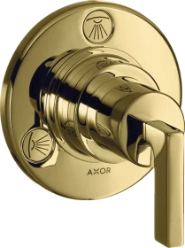 Hansgrohe Axor Citterio Ab- und Umstellventil Trio/ Quattro Unterputz mit Hebelgriff polished brass