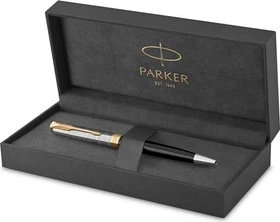 Parker Sonnet Premium Metal & Black GT Kugelschreiber schwarz/gold trim, Geschenkbox