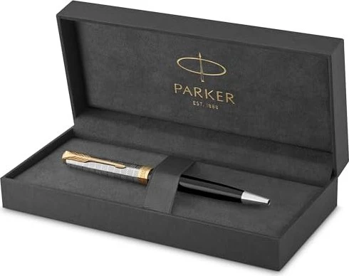 Parker Sonnet Premium Metal & Black GT Kugelschreiber schwarz/gold trim, Geschenkbox
