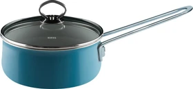Riess Nouvelle Aquamarin Top 3000 Stielkasserolle mit Glasdeckel 16cm 1l
