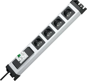 Kopp POWERversal mit mit FI/LS-Schutzschalter, 4-fach, 1.4m, schwarz/silber