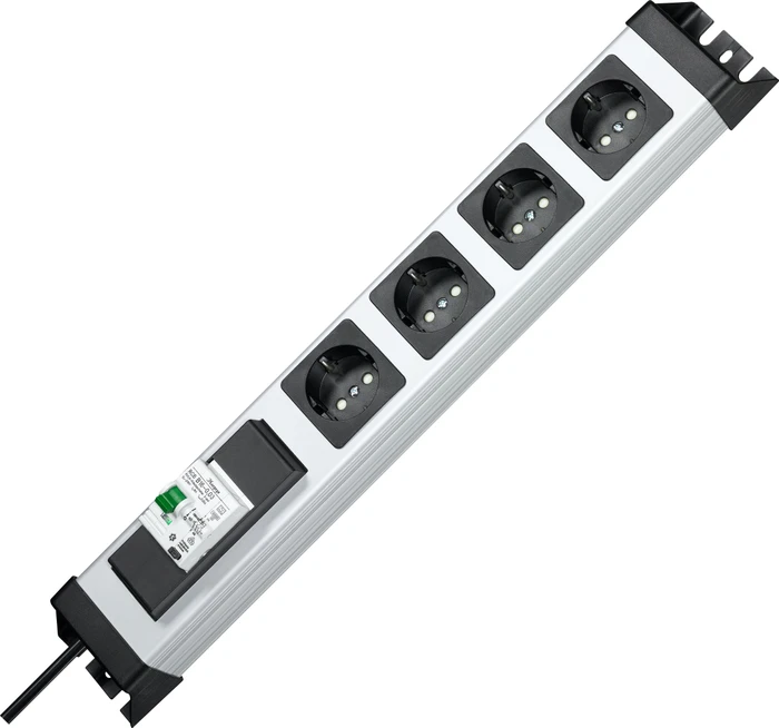 Kopp POWERversal mit mit FI/LS-Schutzschalter, 4-fach, 1.4m, schwarz/silber