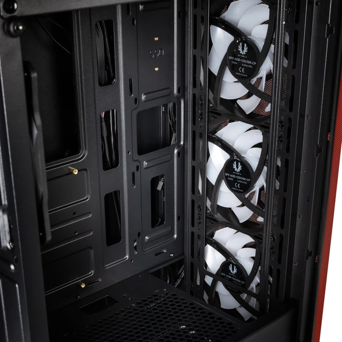 BitFenix Nova Mesh SE TG 4ARGB, schwarz/rot, inkl. 4x Lüfter, Lüfter LED RGB, Glasfenster