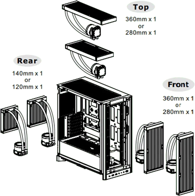 Thermaltake S370 WS Black, schwarz/braun, Glasfenster