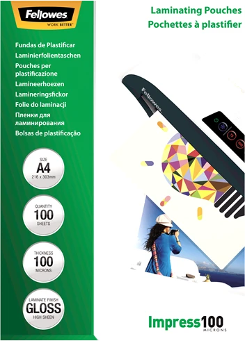 Fellowes Laminierfolien, A4, 2x 100µm, glänzend, 100 Stück