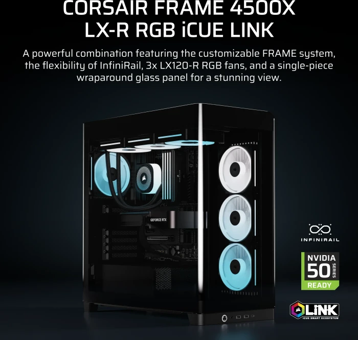 Corsair FRAME 4500X LX-R RGB, schwarz, Glasfenster