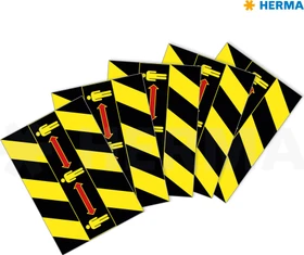 Herma Bodenetiketten Abstand halten mit Piktogramm, 100mm, ablösbar, wetterfest, schwarz/gelb, matt, 5 Blatt (15 Etiketten)