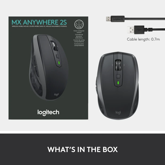 Logitech MX Anywhere 2S Bluetooth Edition, Graphite, USB/Bluetooth