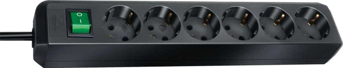 Brennenstuhl Eco-Line mit Schalter, 6-fach, 3m, schwarz