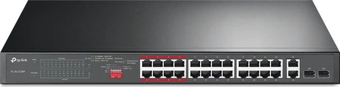 TP-Link TL-SL1200 Rackmount Switch, 24x RJ-45, 2x RJ-45/SFP, 250W PoE+