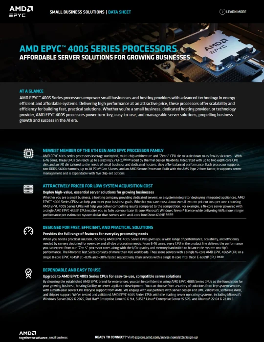 AMD Epyc 4545P, 16C/32T, 3.00-5.40GHz, tray