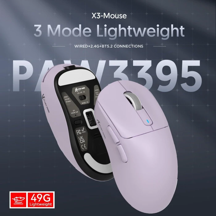Attack Shark X3 Wireless Gaming Mouse lila, USB/Bluetooth