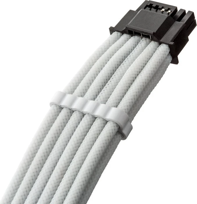 CableMod C-Series Pro ModMesh, 12V-2x6 Kabel, StealthSense, Corsair Type 5, 16-Pin PCIe Stecker auf 16-Pin PCIe 5.1 12V-2x6 Stecker, Adapterkabel, 90°, weiß, 65cm