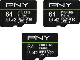 PNY Pro Elite Prime R200/W110 64GB, UHS-I U3, A2, Class 10, 3er-Pack