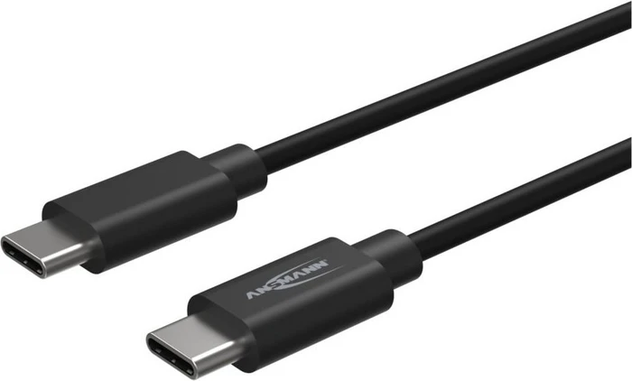 Ansmann USB-C Kabel, USB 3.0, 5Gb/s, 60W PD 3.0, USB-C Stecker auf USB-C Stecker, schwarz, 1.2m