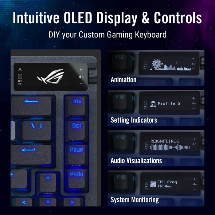 ASUS ROG Azoth Wireless Gaming Keyboard, PBT, hot-swap, ROG NX STORM, USB/Bluetooth, US