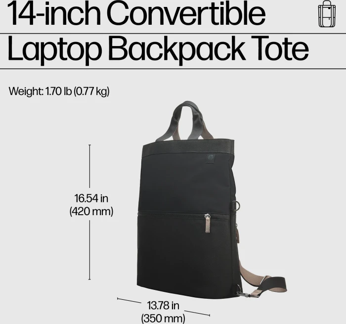 HP Convertible Laptop-Rucksack-Tasche, 14", schwarz