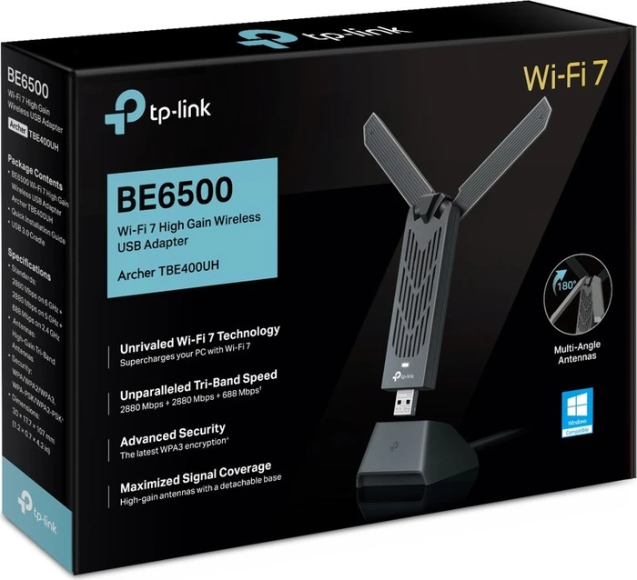 TP-Link Wi-Fi 7 BE6500, 2.4GHz/5GHz/6GHz WLAN, USB-A 3.0 [Stecker]
