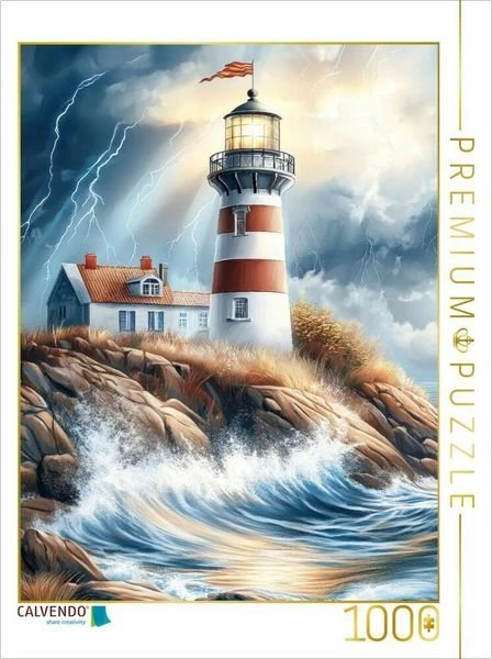 Calvendo Ein Leuchtturm mit Wärterhäuschen wacht über die raue Steilküste