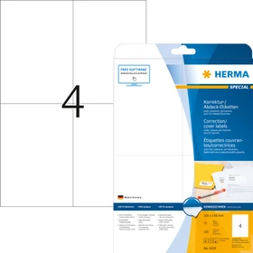 Herma Adressetiketten blickdicht, 105x148mm, weiß, matt, 25 Blatt (100 Etiketten)