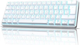 Dierya DK61SE, 60%, weiß, LEDs blau, BLUE Switches, USB, DE