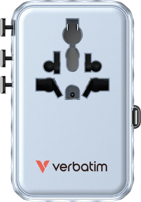 Verbatim Charge 'n' Travel GaN III Universal-Reiseadapter 100W blau