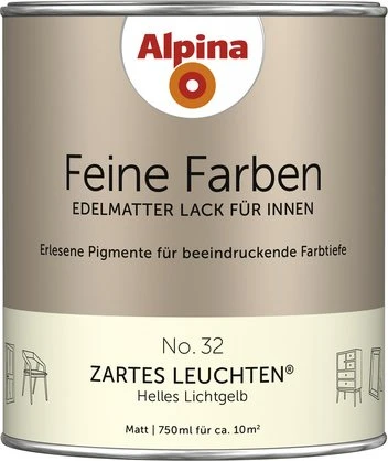 Alpina Farben Feine Farben Lack No. 32 innen Zartesleuchtenlichtgelb edelmatt, 750ml