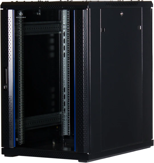 Rockstable 19" Serverschrank 18HE, Sicherheitsglastür, IP2X, schwarz, 800mm tief