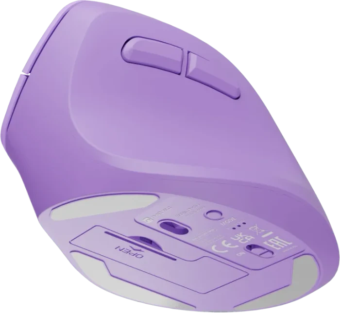 Natec Crake 2 Vertical Wireless Mouse Pure Lavender, USB/Bluetooth