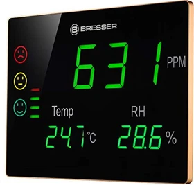Bresser CO2 Smile XXL Luftqualitätsmonitor Temperaturstation grau, digital