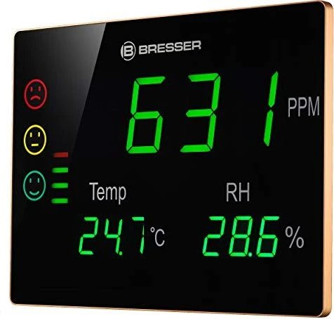 Bresser CO2 Smile XXL Luftqualitätsmonitor Temperaturstation grau, digital
