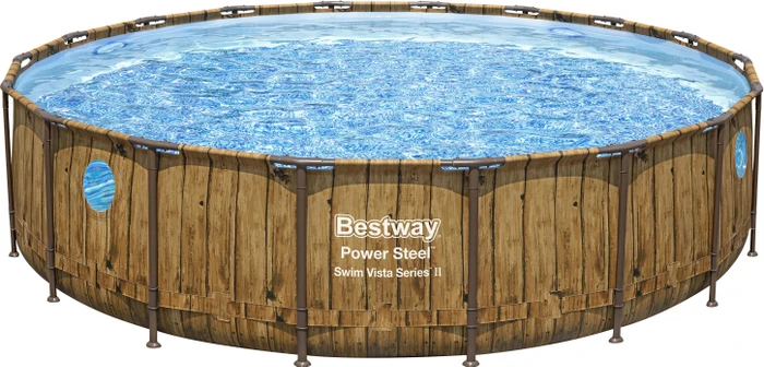 Bestway Power Steel Swim Vista Series Frame Pool rund 549x122cm holz