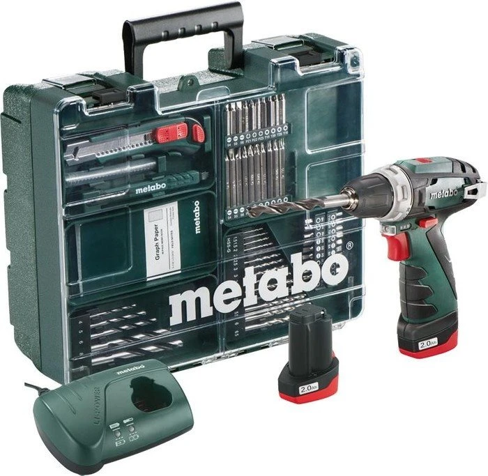 Metabo PowerMaxx BS Basic Set Akku-Bohrschrauber inkl. Koffer + 2 Akkus 2.0Ah + Zubehör