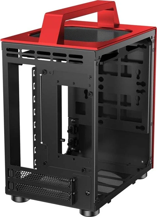 Jonsbo T8, rot, Glasfenster, Mini-ITX
