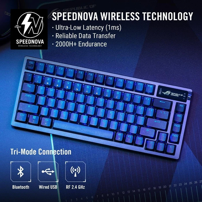 ASUS ROG Azoth Wireless Gaming Keyboard, PBT, hot-swap, ROG NX STORM, USB/Bluetooth, US