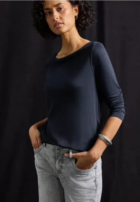 Street One Basic Shirt langarm deep blue (Damen)