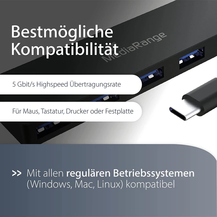MediaRange USB-Hub, USB-C 3.0 [Stecker]