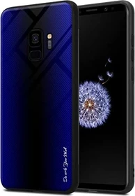 Cadorabo TPU gestreiftes Glas Cover für Sasmung Galaxy S9 violett