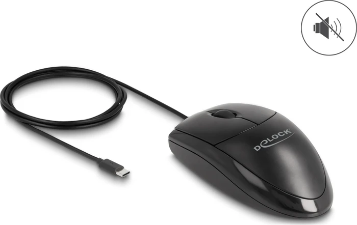 DeLOCK Optical Silent Mouse, schwarz, USB-C