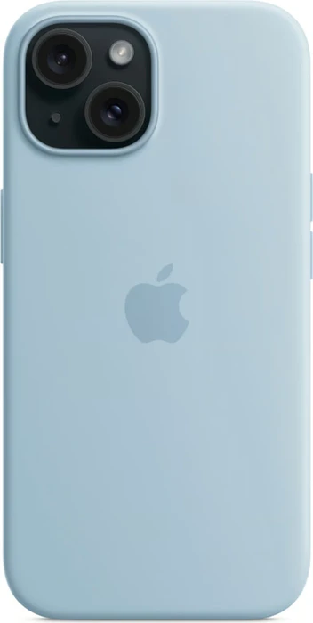 Apple Silikon Case mit MagSafe für iPhone 15 Plus hellblau