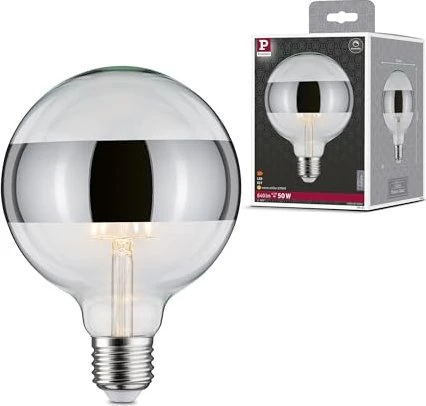 Paulmann Modern Classic Edition LED Globe E27 6.5W/827 warmweiß Ringspiegel silber