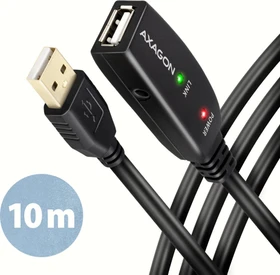 Axagon USB-A Verlängerung, USB 2.0, 480Mb/s, USB-A 2.0 [Stecker] auf USB-A 2.0 [Buchse], aktiv, Verlängerungskabel A/A, 10m (ADR-210)