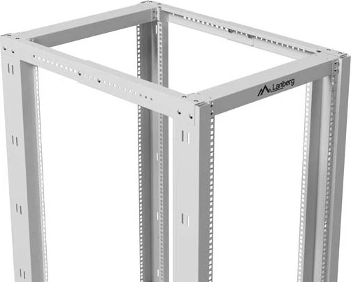 Lanberg Open Rack Series 19" Open Frame Rack 22HE, 4-Pfosten, mit Rollen, Flat Pack, tiefenverstellbar, 550-790mm, RAL 7035, 1000mm tief