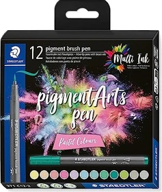 Staedtler pigment brush pen 371 pastel colours sortiert, 12er-Set