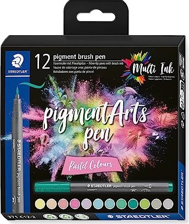 Staedtler pigment brush pen 371 pastel colours sortiert, 12er-Set