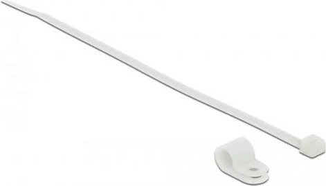 DeLOCK Befestigungsschelle 9.5mm mit Kabelbinder, 4.8mm, 200mm, weiß, 10 Stück