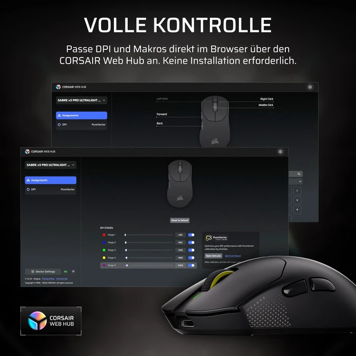 Corsair Sabre v3 Pro PureVector Ultralight Wireless, schwarz, USB